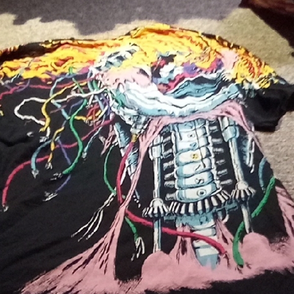 Men's AOP Vintage XL Liquid Blue Wolverine Weapon X All Over Print T-Shirt - Picture 5 of 6